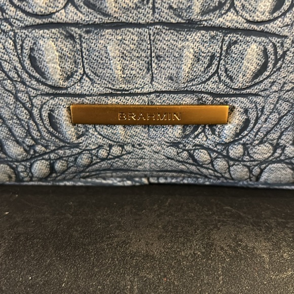NWT RARE denim Blue Crocodile-Embossed Shea leather bag - Picture 2 of 4